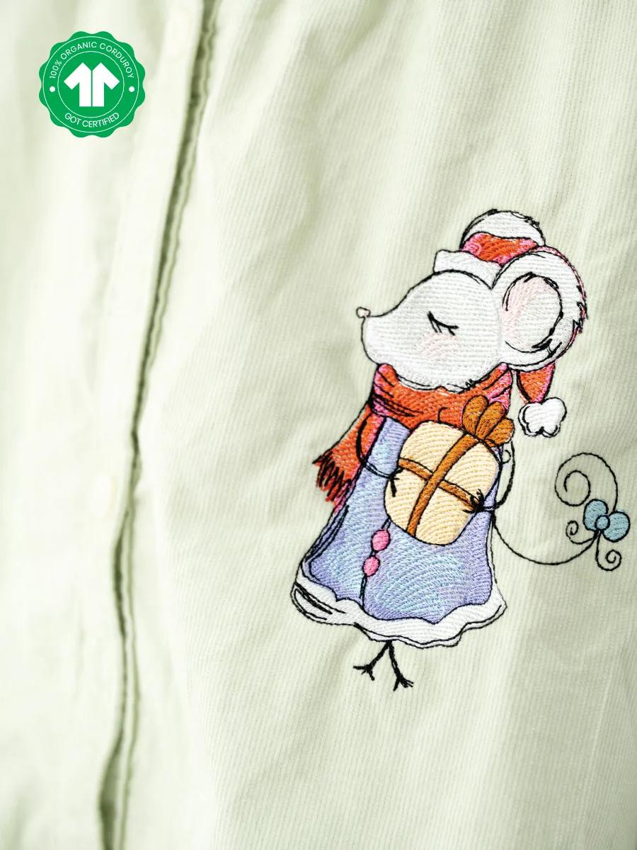 Girls Organic Corduroy Mouse Shirt Dress, view 10 of 10