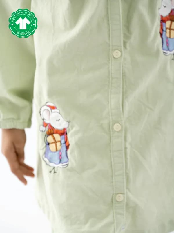 Girls Organic Corduroy Mouse Shirt Dress, view 3 of 10