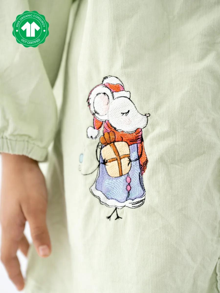 Girls Organic Corduroy Mouse Shirt Dress, view 5 of 10