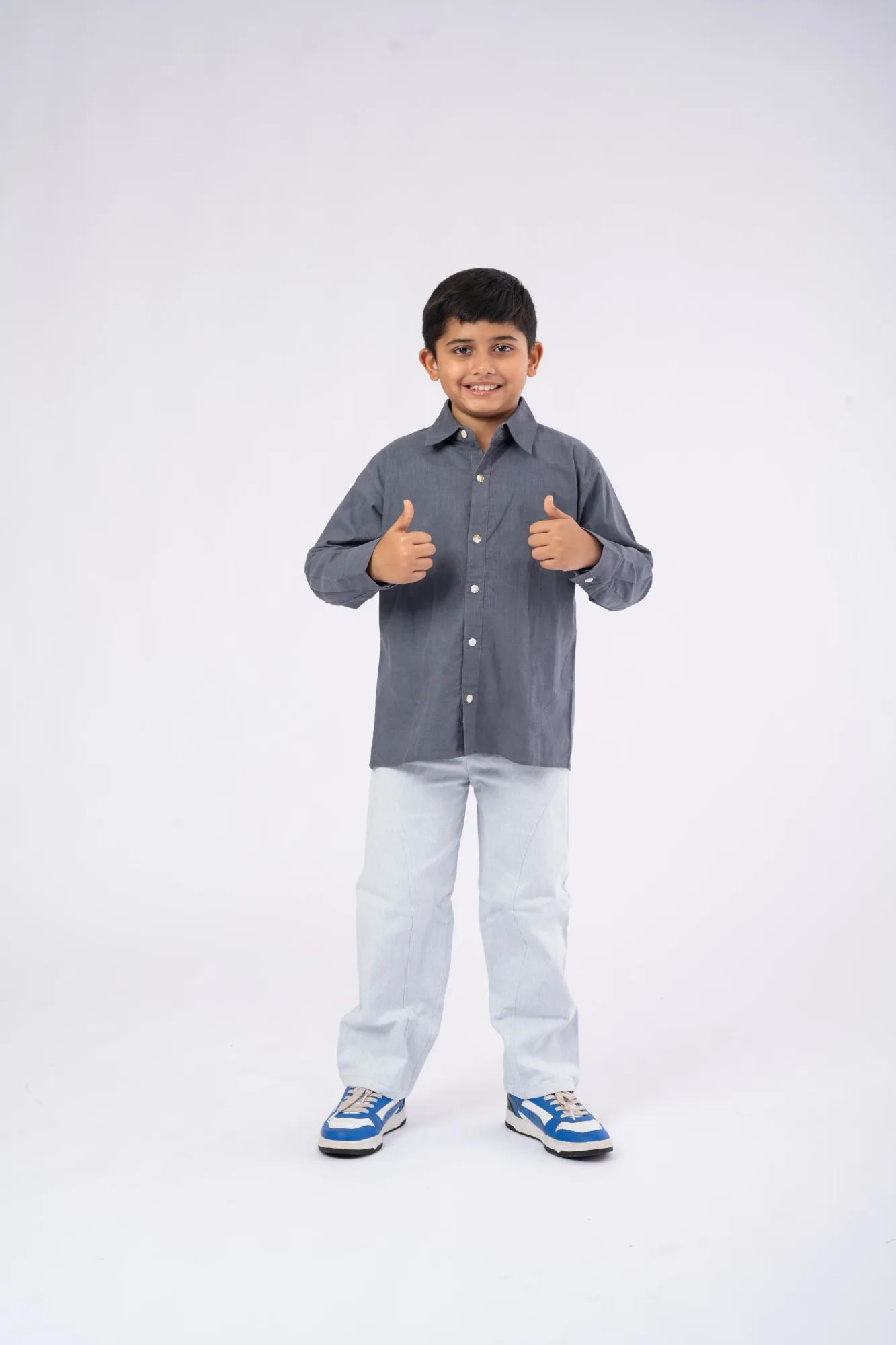 Organic Corduroy Shirt with Embroidered Branding