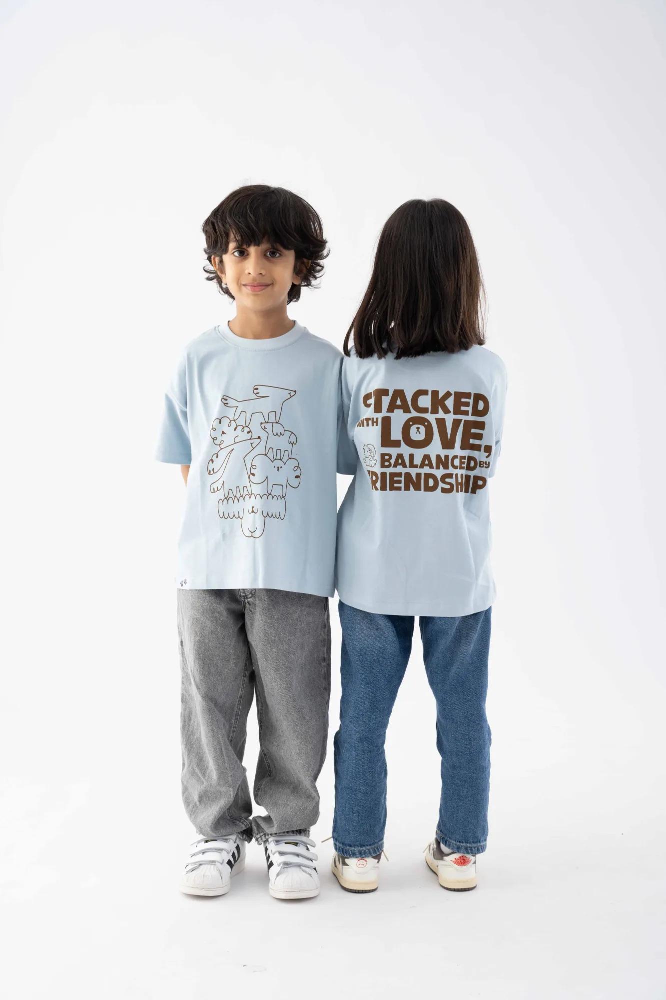 Stacked Love Light Blue Tee, view 5 of 5