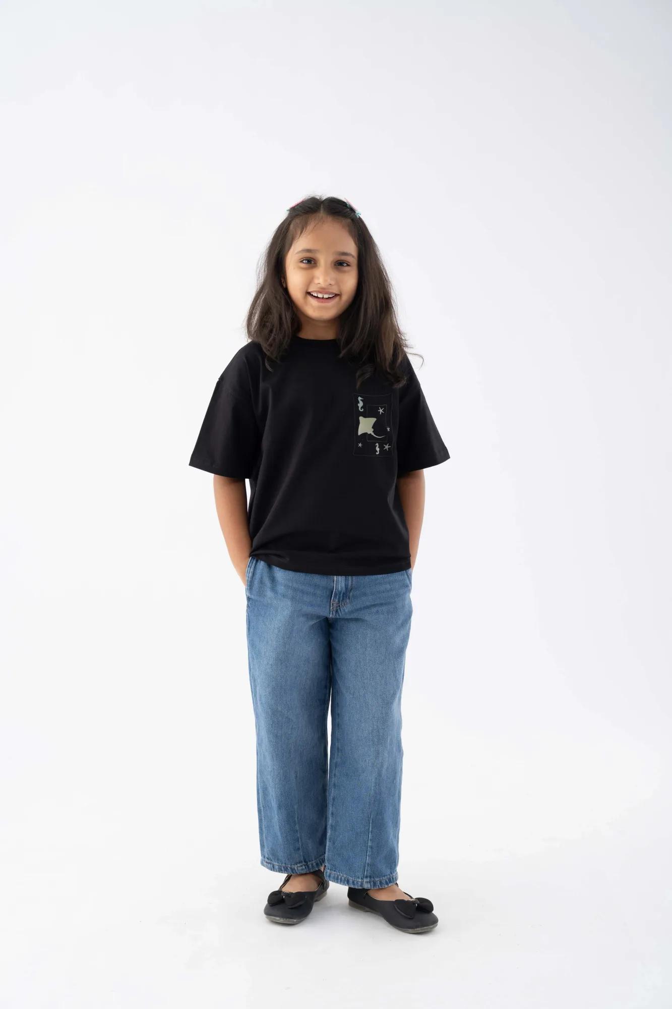 Ocean Pocket Black Tee, view 4 of 4