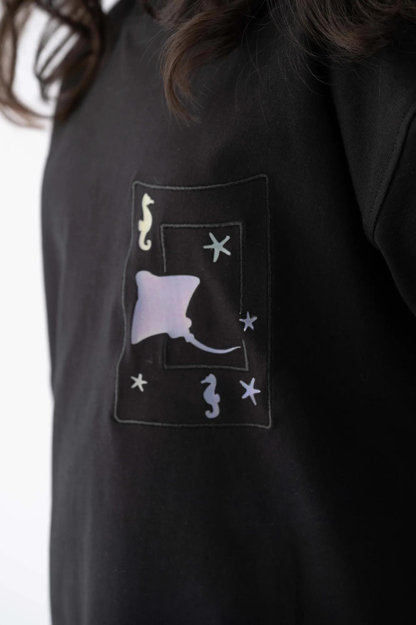 Ocean Pocket Black Tee, view 3 of 4