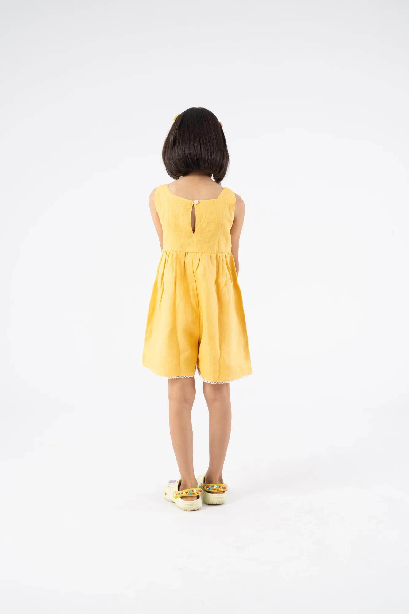 Organic Linen Duckling Playsuit, view 3 of 4