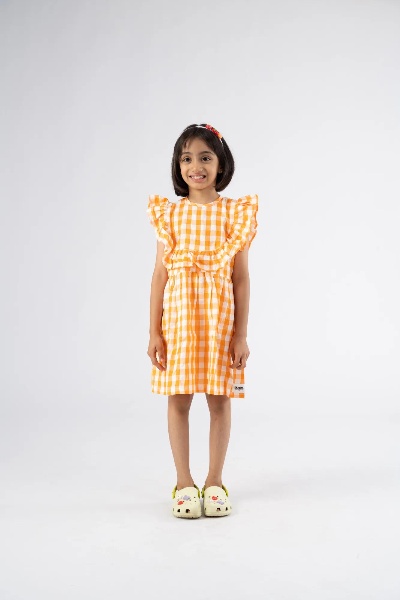 Orange Checker Dress