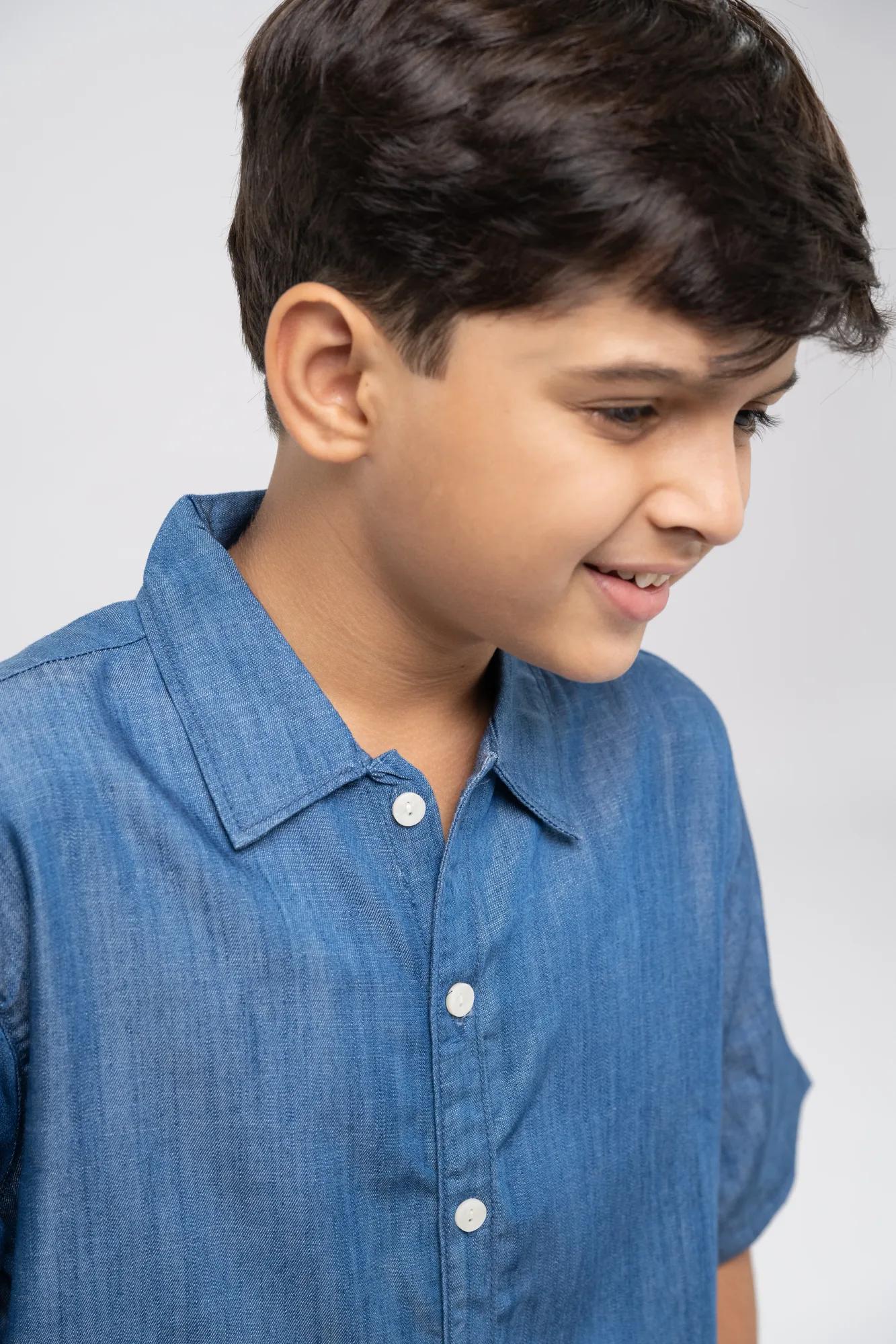 Denim Half-Sleeve Shirt, view 4 of 4