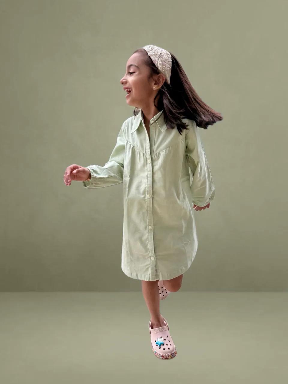 Girls Organic Corduroy Shirt Dress